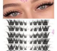 Lina 80 grappes de cils moelleux, design croisé pour un bouclage durable, texture fraîche et douce, crée un effet de maquillage œil de chat, grappes de cils polyvalentes, vacances | congés | kit d'ext