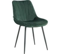 Lina® Alfa Chaise de salle à manger en velours Vert - Convient pour le salon, le bureau et les chaises de salle à manger - Chaises de salle à manger en velours avec pieds métalliques noirs