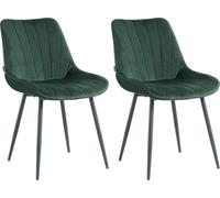 Lina® Alfa Chaises de salle à manger Lot de 2 velours Vert - Convient pour le salon, le bureau et les chaises de salle à manger - Chaises de salle à manger en velours avec pieds métalliques noirs