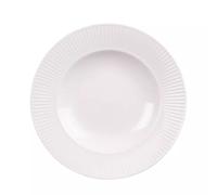 BASTIDE-Assiette creuse en porcelaine blanche et contours striés Lina - diamètre 22,5 cm