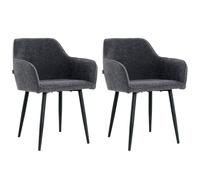 Lina® Diamond Chaises de salle à manger Lot de 2 Bouclé Noir avec accoudoirs - Stylé pour la salle à manger, le bureau et la cuisine avec pieds métalliques noirs