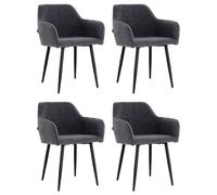 Lina® Diamond Chaises de salle à manger Lot de 4 Bouclé Noir avec accoudoirs - Stylé pour la salle à manger, le bureau et la cuisine avec pieds métalliques noirs