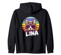 Lina - Joli prénom de Fille avec Un Chat Cool Sweat à Capuche