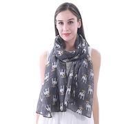Lina & Lily Écharpe Châle Foulard Femme Bufanda Imprimé Chiens - Jack Russell Terrier (Gris)