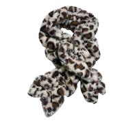 Lina & Lily Écharpe en fausse fourrure à volant élastique pour femmes, écharpe d'hiver à enfiler, cache-cou, Beige léopard., taille unique