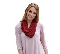 Lina & Lily Écharpe Infinity légère en jersey modal de qualité supérieure pour femme, rouge foncé, taille unique