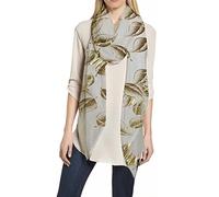 Lina & Lily Foulard Femme à Feuilles Métallisées, Écharpe Tissu Léger 180cm X 75cm (Gris clair-Or)