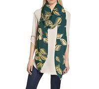 Lina & Lily Foulard Femme à Feuilles Métallisées, Écharpe Tissu Léger 180cm X 75cm (Vert foncé-Or)
