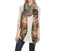 Lina & Lily Foulard Femme à Motif Fleurs, Écharpe Tissu Léger 90cm X 180cm (A-Gris)