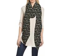 Lina & Lily Foulard Femme à Motif Fleurs, Écharpe Tissu Léger 90cm X 180cm (Ne m'oublie pas-Noir)