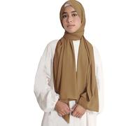 Lina & Lily Foulard Hijab Femme Musulmane en Soie de Médine (Noisette)