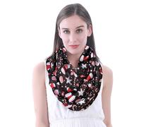 Lina & Lily Foulard infini léger pour femme avec motif de Noël, Noir Rouge Blanc Chaussette Candy Star, taille unique