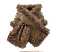 Lina & Lily Grand Écharpe Réversible Hiver Femme en Fausse Fourrure Cuir de Mouton (Marron)