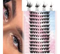 Lina Nouveaux cils en grappe obliques évasés polyvalents, courbure en C, créent un effet d'extension d'œil de chat, courbure durable croisée, réutilisables | Convient pour le quotidien, le travail, le