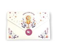 LINA OFFICINE GRAFICHE CREATIVE 96-561 Carte de vœux de communion pour fille, porte-argent, avec étiquette fermée, 11 x 16 cm