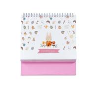 LINA OFFICINE GRAFICHE CREATIVE Cadre photo de naissance fille, format calendrier à spirale, rose, 20 x 18 cm, thème animaux