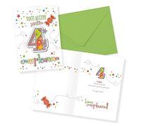 LINA OFFICINE GRAFICHE CREATIVE Carte d'anniversaire 4 ans fille enfant coloré 30-006