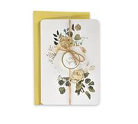 LINA OFFICINE GRAFICHE CREATIVE Carte de vœux de mariage élégante avec application et cordon en jute, enveloppe dorée incluse, 11,5 x 16,5 cm