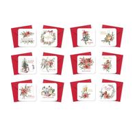 LINA OFFICINE GRAFICHE CREATIVE Lot de 12 mini cartes de vœux de Noël avec enveloppes rouges, 8 x 8 cm