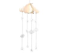 LINA OFFICINE GRAFICHE CREATIVE Meuble en bois avec nuages et étoiles, décoration suspendue pour chambre d'enfant, naturel et blanc, 55 x 25 cm