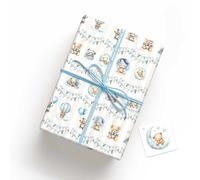 LINA OFFICINE GRAFICHE PAPIER CADEAU CRÉATIF OURS BLEU ET CARTE DE MONTRE, 2 PIÈCES DE CHAQUE TYPE