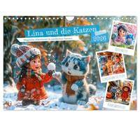 Lina und die Katzen - Magische Abenteuer in niedlichen Szenen (Wandkalender 2026 DIN A4 quer), CALVENDO Monatskalender: Kleine Heldin und Ihre blauen Katzenfreunde - Magische Momente