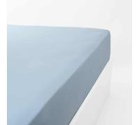 LINANDELLE - Drap Housse Coton 120 Fils Jersey Extensible Douceur - Bleu - 120x190