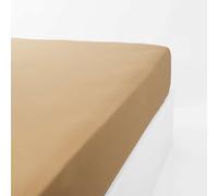 LINANDELLE - Drap Housse Coton 120 Fils Jersey Extensible Douceur - Caramel - 70x190