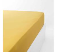 Linandelle - Drap Housse Coton 120 Fils Jersey Extensible Douceur - Jaune - 140x190 cm