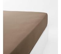LINANDELLE - Drap Housse Coton 120 Fils Jersey Extensible Douceur - Marron - 110x190
