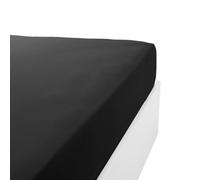 LINANDELLE - Drap Housse Coton 120 Fils Jersey Extensible Douceur - Noir - 120x190
