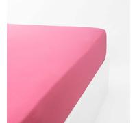 LINANDELLE - Drap Housse Coton 120 Fils Jersey Extensible Douceur - Rose - 80x190
