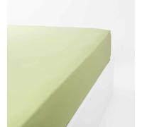 LINANDELLE - Drap Housse Coton 120 Fils Jersey Extensible Douceur - Vert - 120x190
