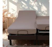 Linandelle - Drap Housse Coton Extensible lit électrique Papillon - Taupe - 140x190
