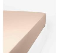 LINANDELLE - Drap Housse uni Coton Percale 200 Fils Desiree - Beige - 70x190
