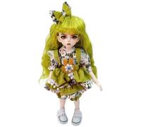 Linara 1/6 BJD Doll 30,5 cm Ensemble complet avec robe, chaussures, perruque, maquillage, Noël, anniversaire (vert)