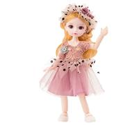 LINARA Poupée BJD Anime Kawaii pour filles, princesse SD de 22,9 cm, poupée articulée à 13 boules avec fleurs, vêtements, chaussures, écharpe, chapeau, maquillage pour enfants de 15 ans et plus