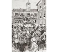 L'inauguration de l'Académie de cavalerie Valladolid Espagne en 1852, le bâtiment a été détruit par un incendie en 1915. De La Ilustracion Espanola y Americana publié en 1892. Poster imprimé par Ken