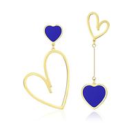 Linawe Boucles d'oreilles en forme de cœur bleu, boucles d'oreilles suspendues en or, boucles d'oreilles en or pour femmes, boucles d'oreilles suspendues en acier inoxydable