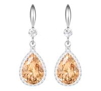 Linawe Boucles d'oreilles suspendues, boucles d'oreilles de mariage en argent, topaze jaune champagne, grandes boucles d'oreilles pendantes, longues en cristal et diamants moissanite