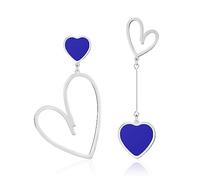 Linawe Boucles d'oreilles suspendues en forme de cœur bleu, boucles d'oreilles suspendues en argent, boucles d'oreilles à tige pour femmes, boucles d'oreilles en acier inoxydable pour femmes
