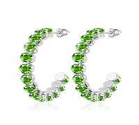 Linawe Boucles d'oreilles vertes péridot à suspendre en argent, boucles d'oreilles créoles pour femmes, acier inoxydable, bijoux tendance, boucles d'oreilles avec pierre, or blanc, sans nickel