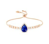 Linawe Bracelet en diamant et cristal bleu saphir, ensemble de bracelets en chaîne en or rose à breloques en strass, bracelet en zircone cubique avec pierre de naissance en forme de larme