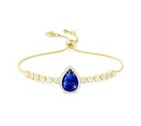 Linawe Bracelets à breloques en or et cristal pour femmes, tendance, strass bleu saphir, pierre de naissance, chaîne en zircone cubique, chaîne ajustable, bijoux de mariage