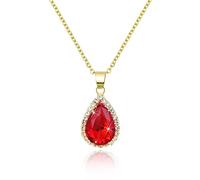 Linawe Collier chaîne en rubis rouge pour femme, pendentif en chaîne en or, pierre de naissance en diamant, chaîne plaquée or, collier pour femme, parures de bijoux dorés, chaîne à breloques en or