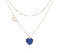 Linawe Collier en forme de cœur pour femme, collier avec pendentif, collier en acier inoxydable, bijoux en acier inoxydable, or rose, bleu, collier superposé avec pendentif, ensemble de colliers