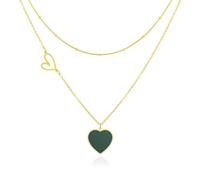 Linawe Collier ras du cou superposé avec pendentif en forme de cœur pour femme, chaîne dorée/argentée/or rose, colliers empilés en acier inoxydable, collier double cœur Y2K Preppy Jewelry, Yellow Gold