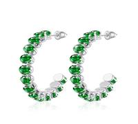 Linawe Créoles vert émeraude, boucles d'oreilles en argent à suspendre en acier inoxydable pour femmes, boucles d'oreilles tendance hypoallergéniques, sans nickel, or blanc