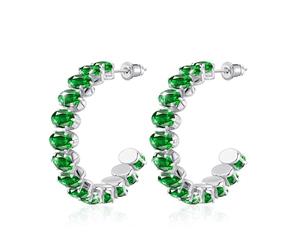 Linawe Créoles vert émeraude, boucles d'oreilles en argent à suspendre en acier inoxydable pour femmes, boucles d'oreilles tendance hypoallergéniques, sans nickel, or blanc