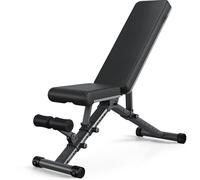 LINBOLUSA Banc de musculation pliable - Banc réglable pour un entraînement complet du corps, dossier entièrement droit, banc multifonction incliné - Version 2024 noir